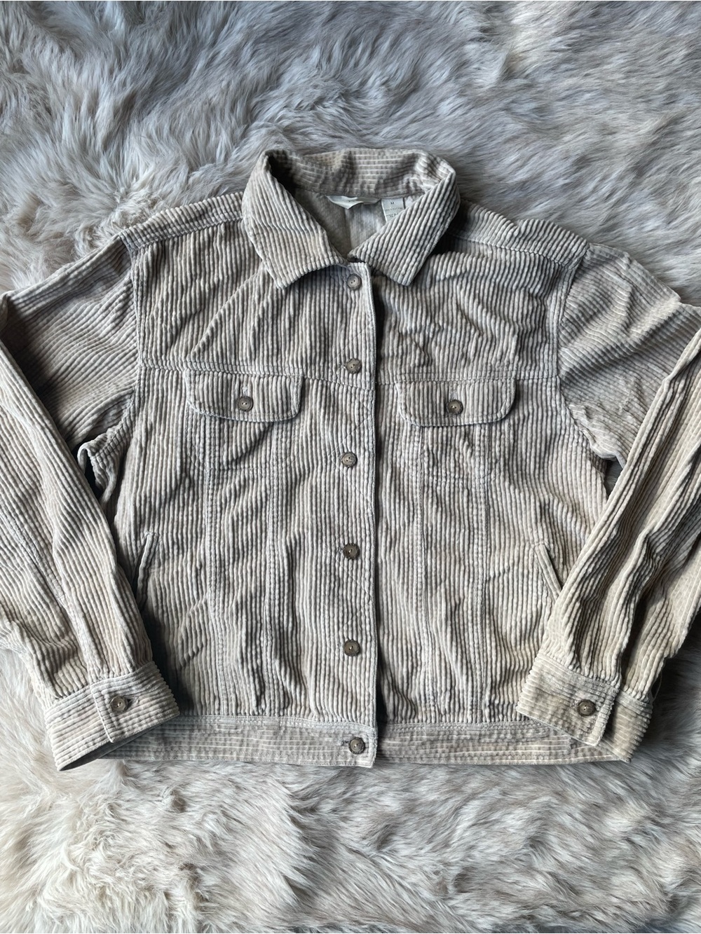 J. Jill Light Tan Corduroy Button-Up Jacket